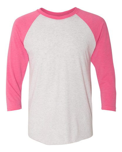 Unisex Triblend 3/4-Sleeve Raglan - Vintage Pink / Heather White