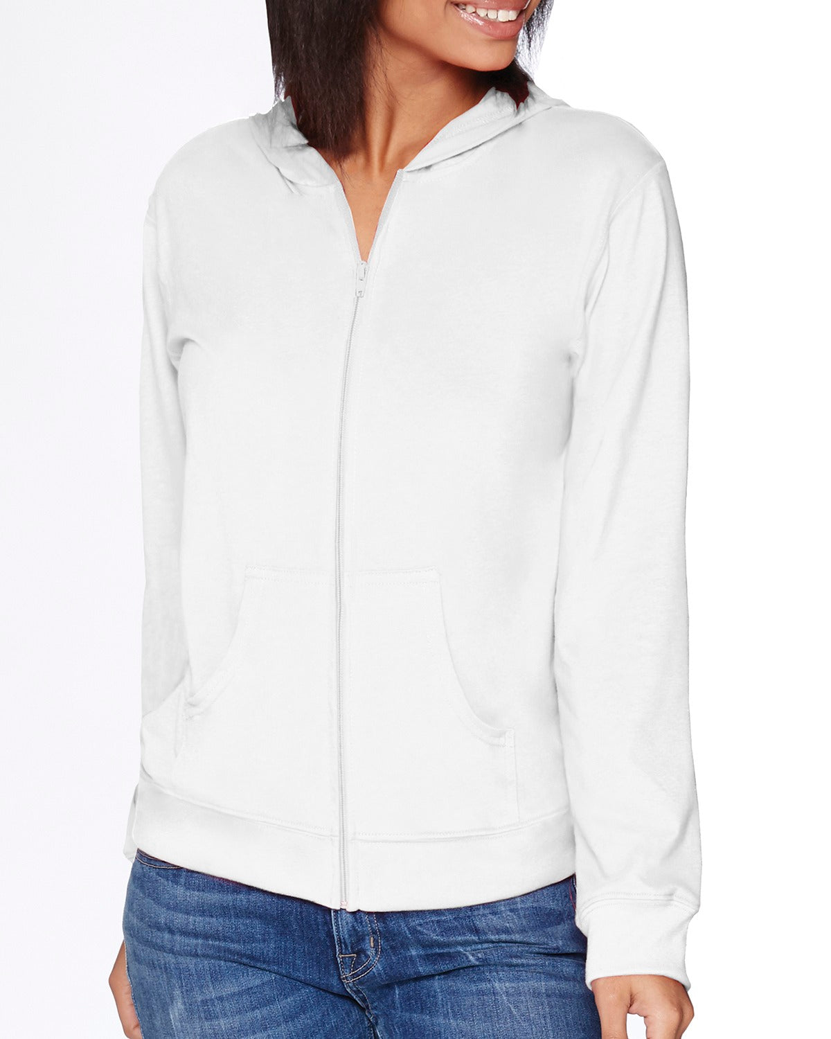 Unisex Sueded Full-Zip Hoodie - White