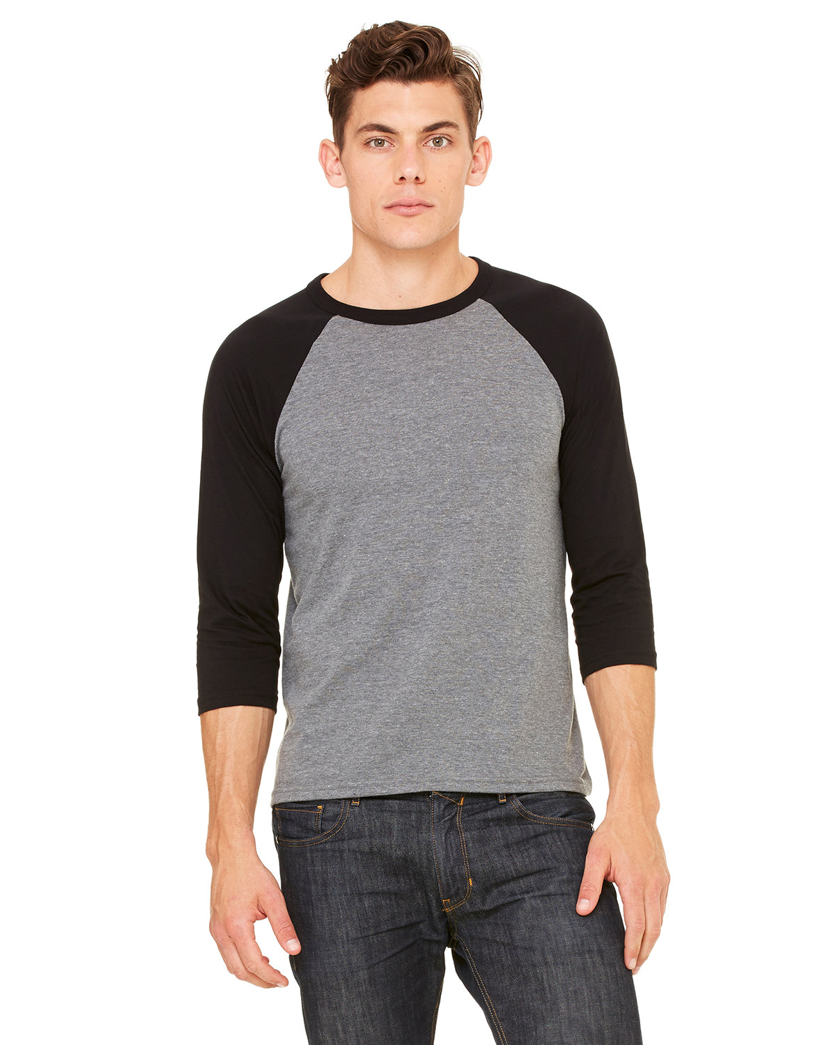 Unisex 3/4-Sleeve Baseball T-Shirt - Heather Deep / Black