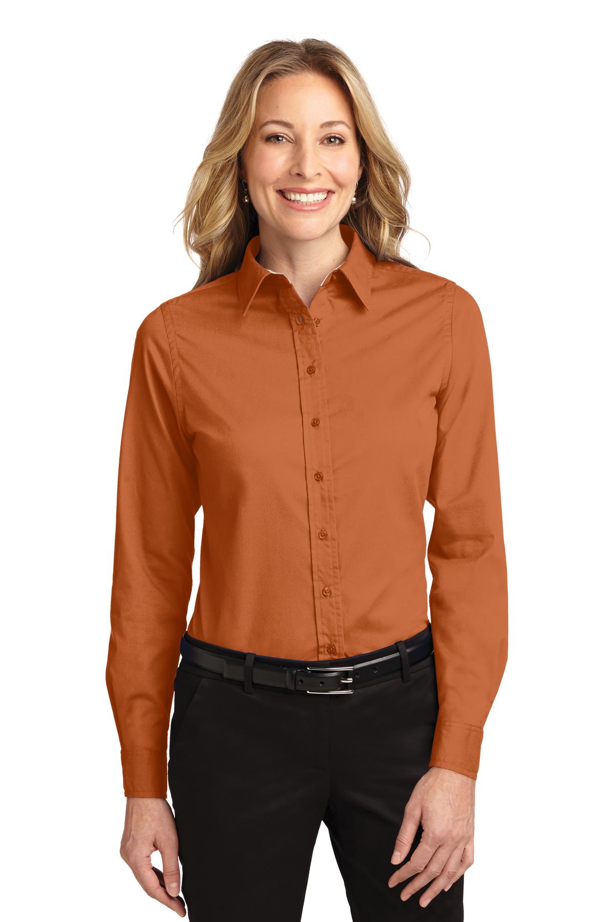 Women's Long Sleeve Easy Care Shirt - Texas Orange