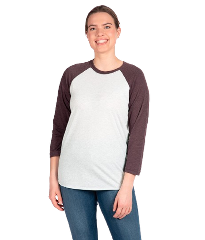 Unisex Triblend 3/4-Sleeve Raglan - Vintage Purple / Heather White