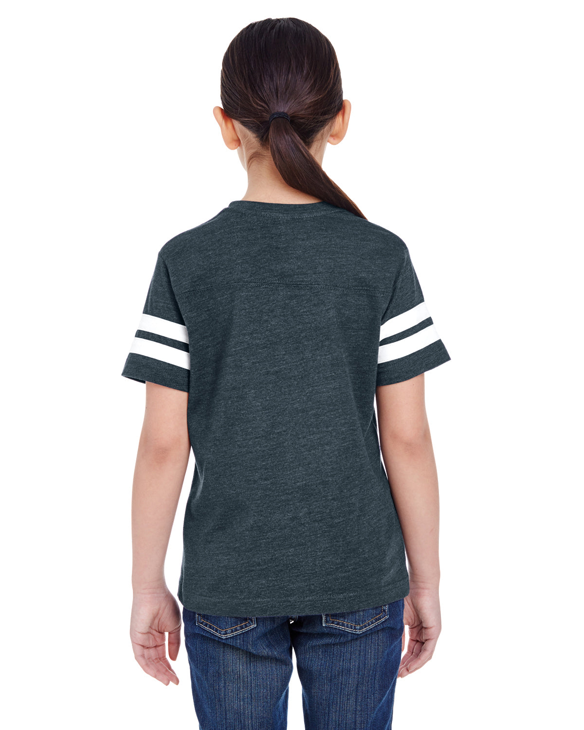 Youth Football Fine Jersey T-Shirt - Vintage Navy / Blend White