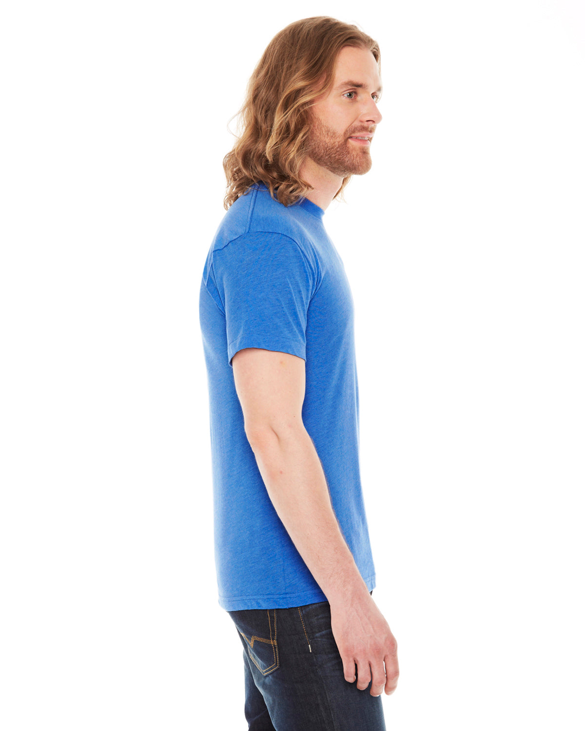Unisex Poly-Cotton USA Made Crewneck T-Shirt - Heather Lake Blue