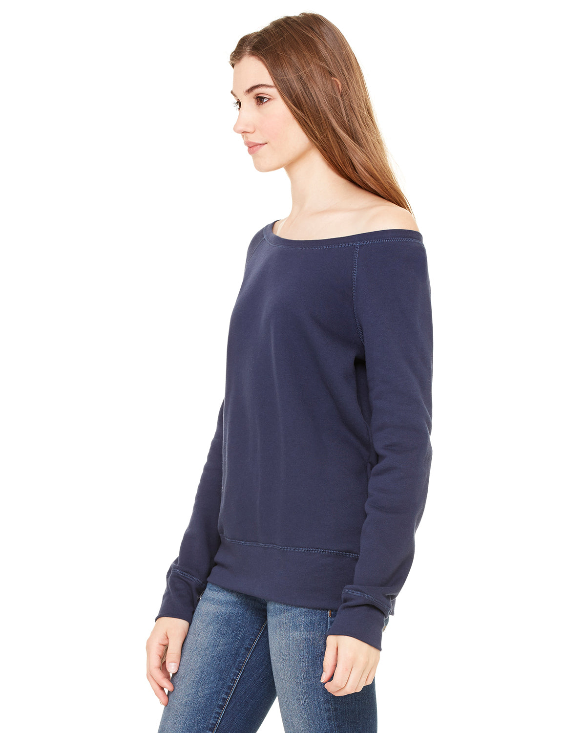 Women's Sponge Fleece Wide Neck Sweatshirt - Navy