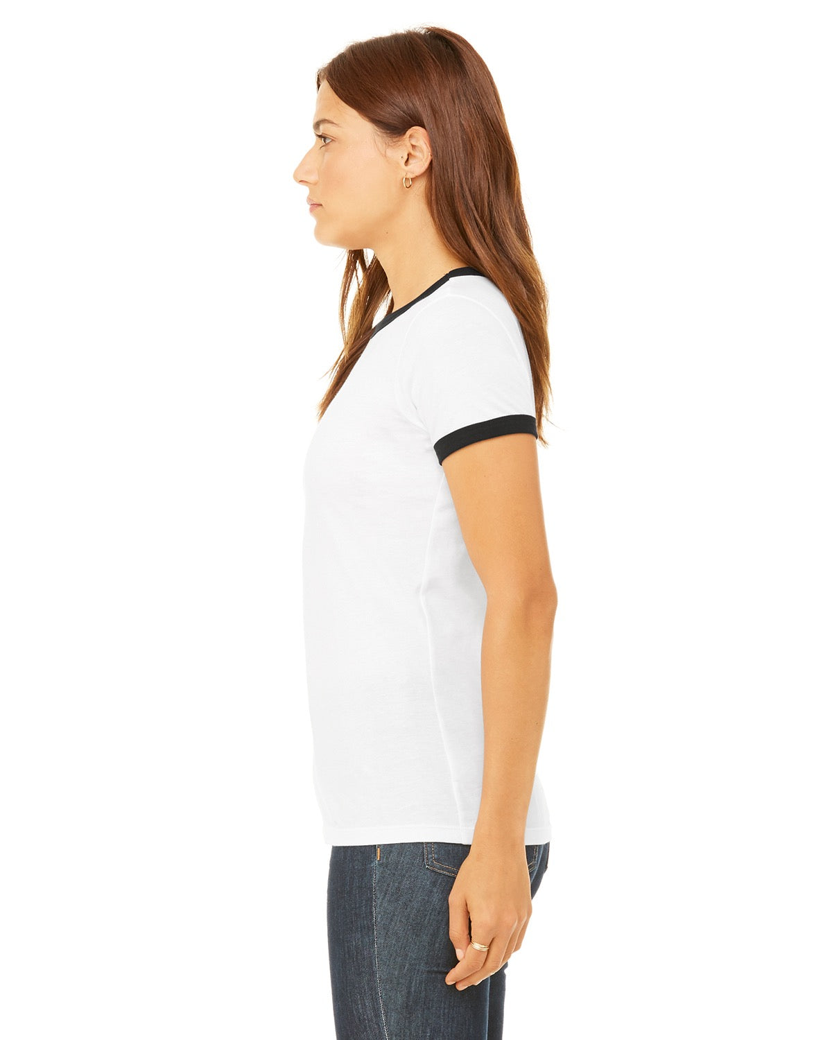 Women's Jersey Short-Sleeve Ringer T-Shirt - White / Black