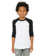 Bella + Canvas 3200Y - Youth 3/4-Sleeve Baseball T-Shirt - White / Black