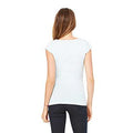 Women's Sheer Mini Rib Cap-Sleeve Deep V-Neck T-Shirt - Pale Blue