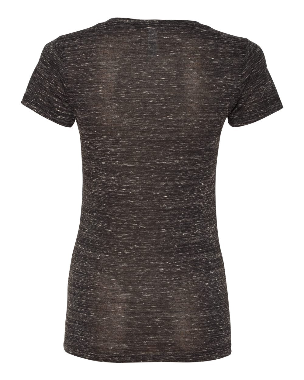 Ladies' Jersey Short-Sleeve Deep V-Neck T-Shirt - Black Marble
