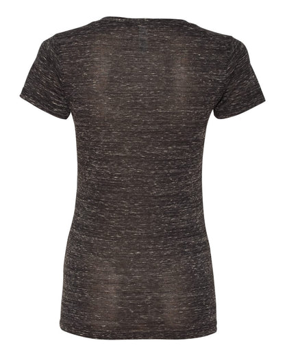 Ladies' Jersey Short-Sleeve Deep V-Neck T-Shirt - Black Marble