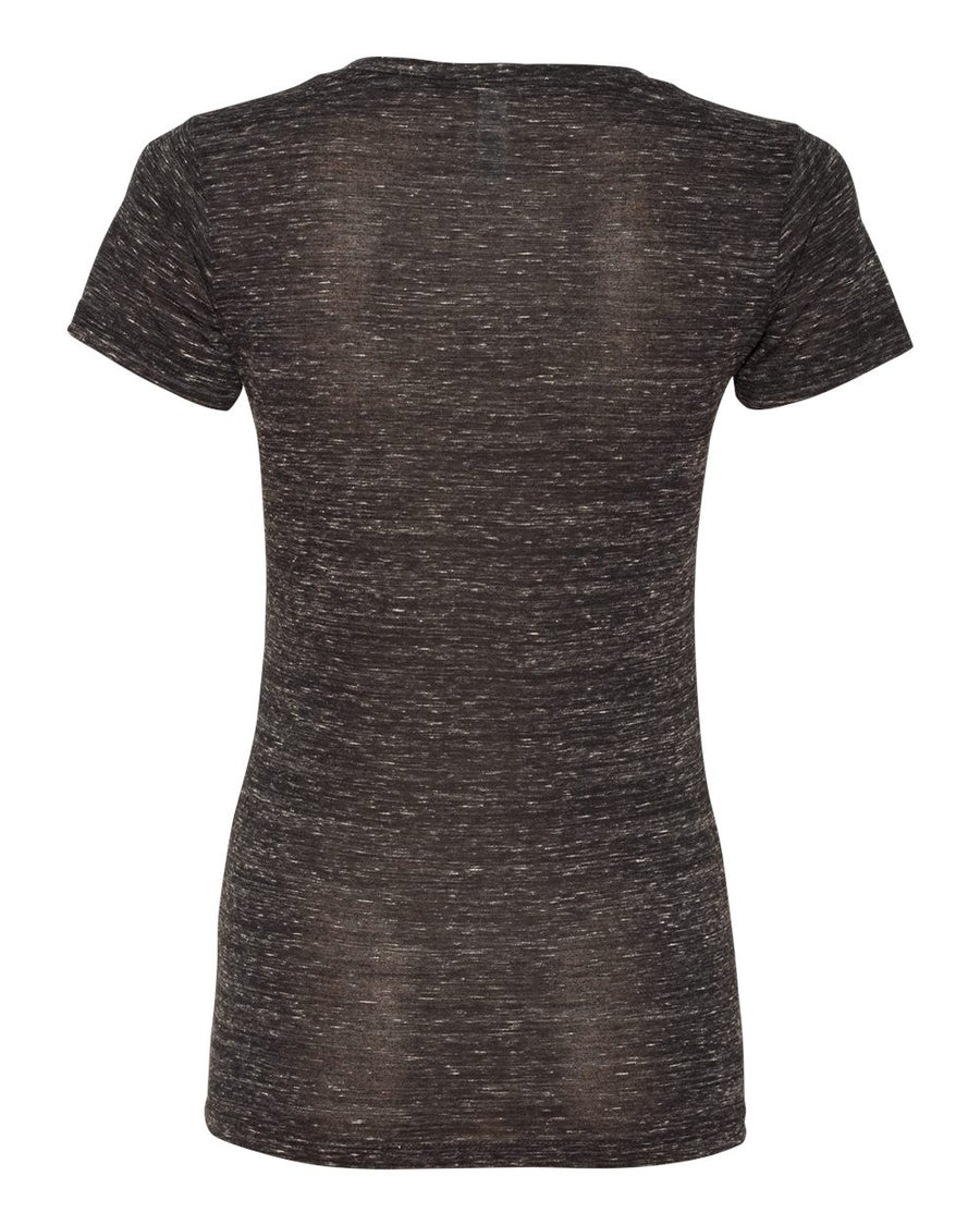 Ladies' Jersey Short-Sleeve Deep V-Neck T-Shirt - Black Marble