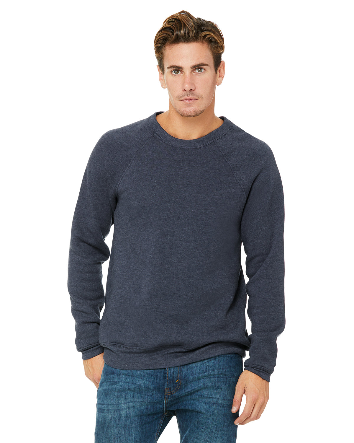 Unisex Sponge Fleece Raglan Sweatshirt - Heather Navy