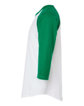 Unisex Fine Jersey Raglan Tee - White / Kelly