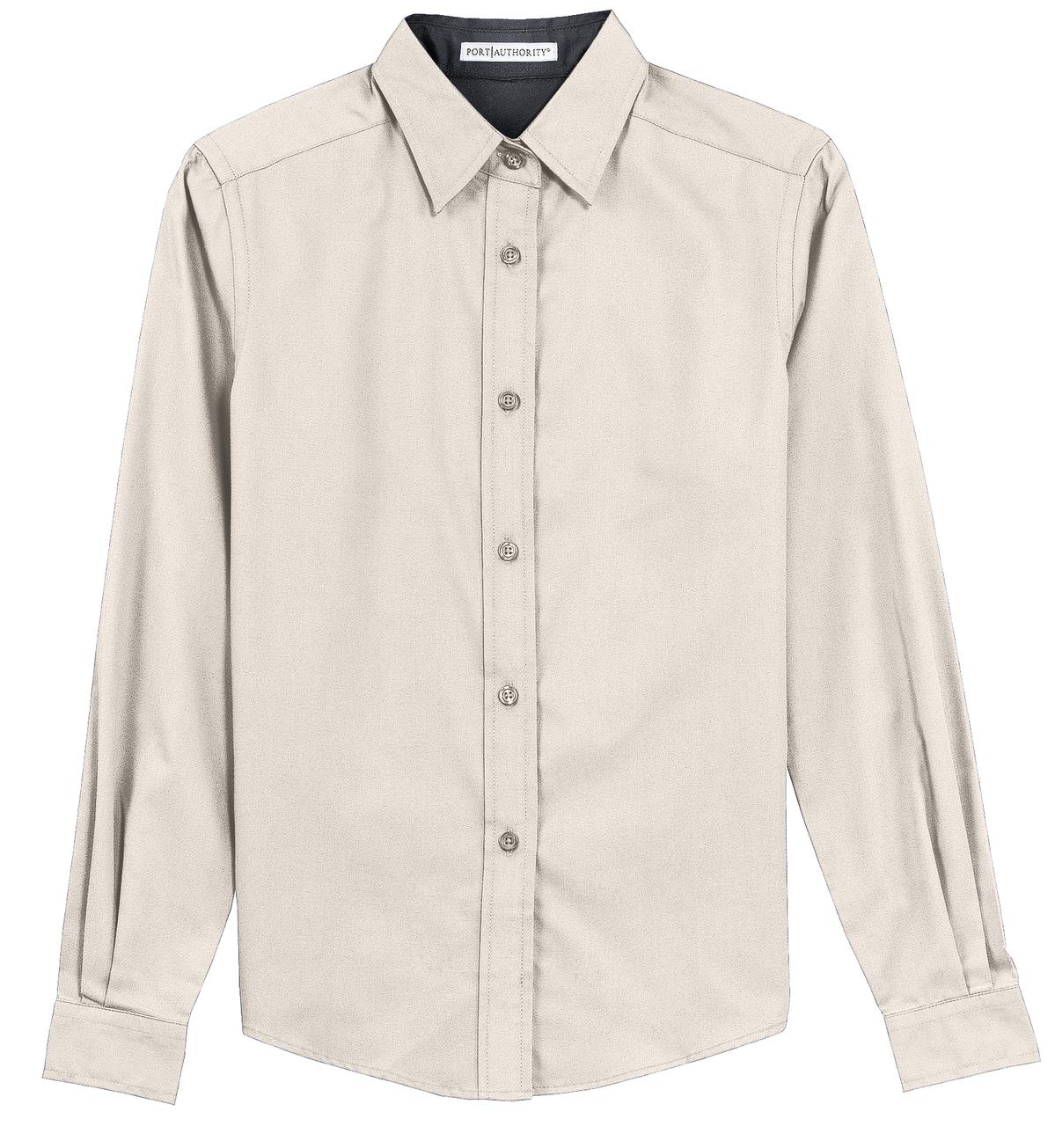 Women's Long Sleeve Easy Care Shirt - Light Stone / Cl Navy