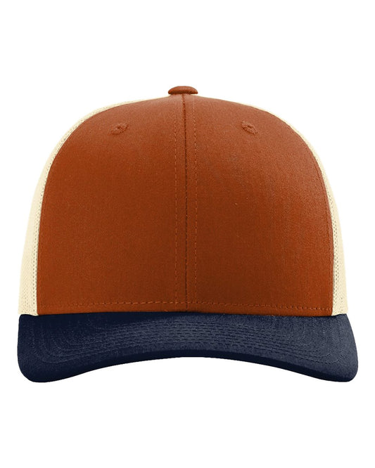 Low Pro Trucker Cap - Dark Orange/ Birch/ Patriot Blue