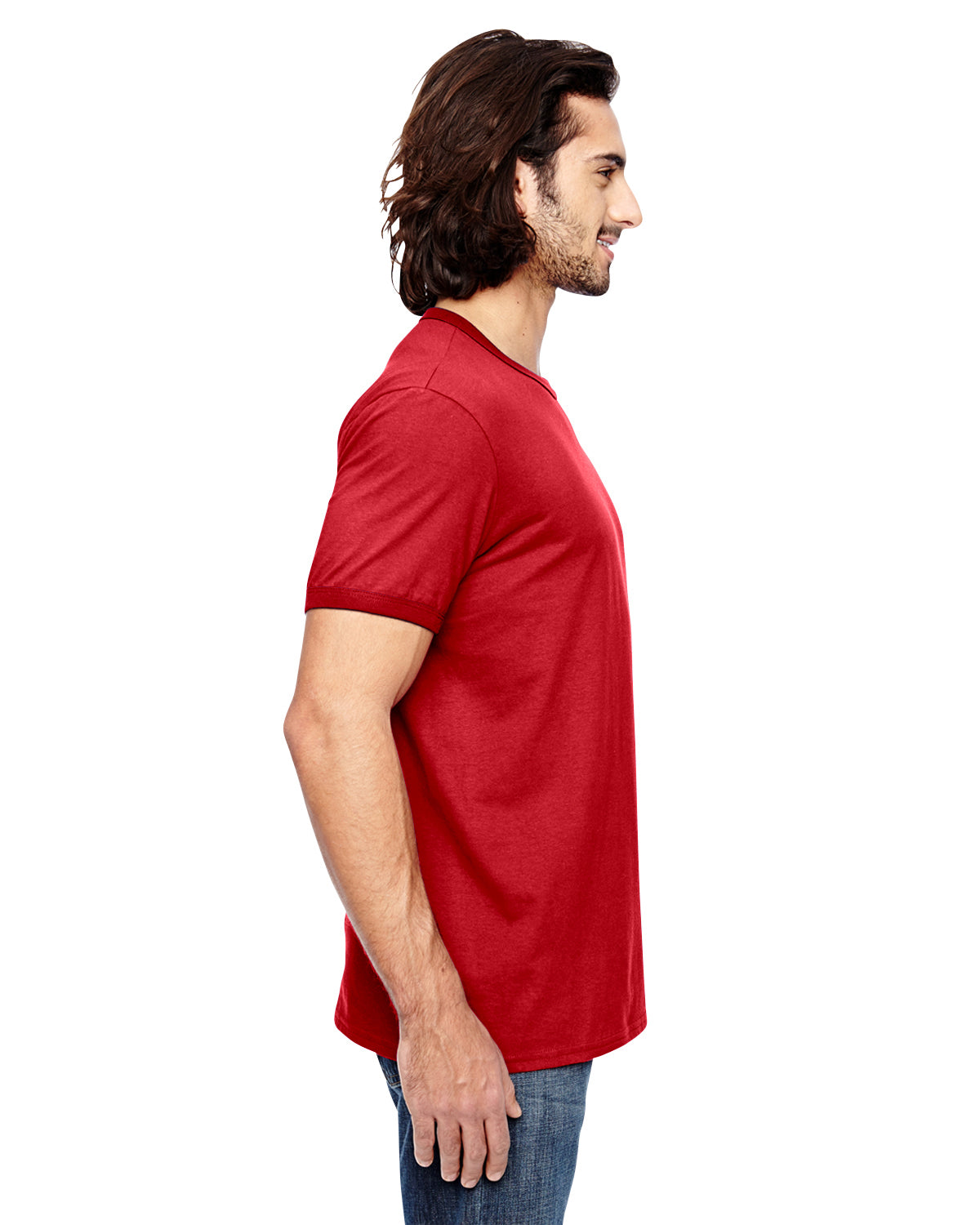 Unisex Lightweight Ringer T-Shirt - Heather Red / Red