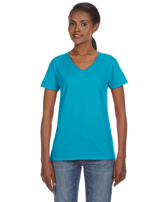 Women's Lightweight V-Neck T-Shirt - Caribbean Blue