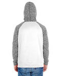Unisex Colorblock Cosmic Pullover Hoodie - White / Charcoal Fleck
