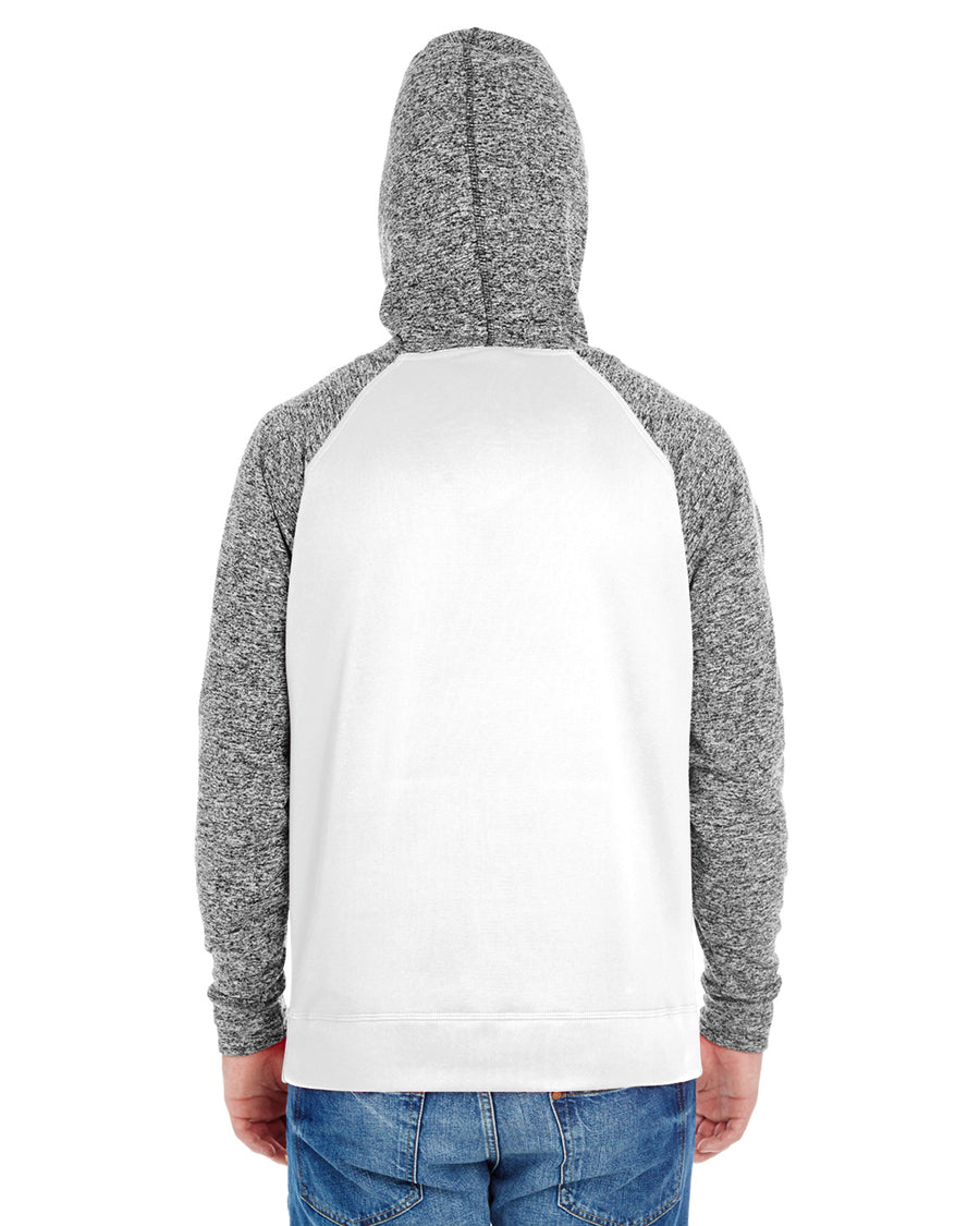 Unisex Colorblock Cosmic Pullover Hoodie - White / Charcoal Fleck