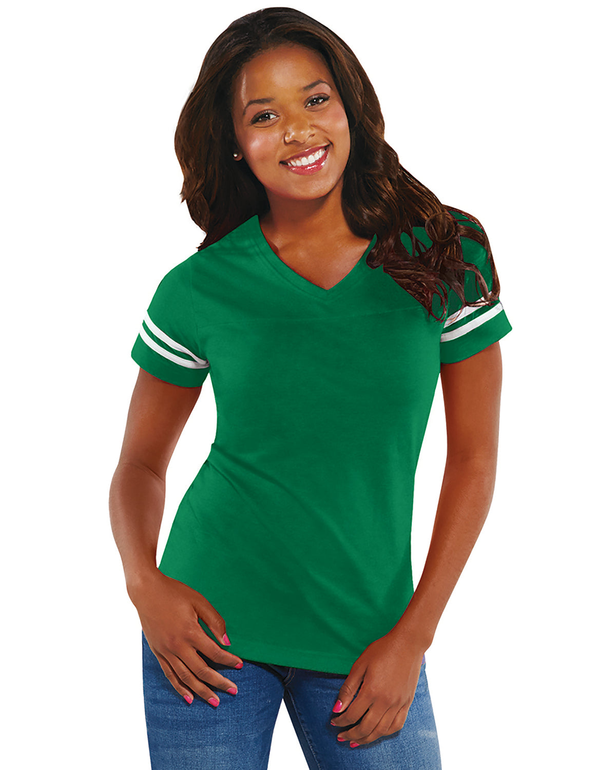 Women's Football T-Shirt - Vintage Green / Bd White