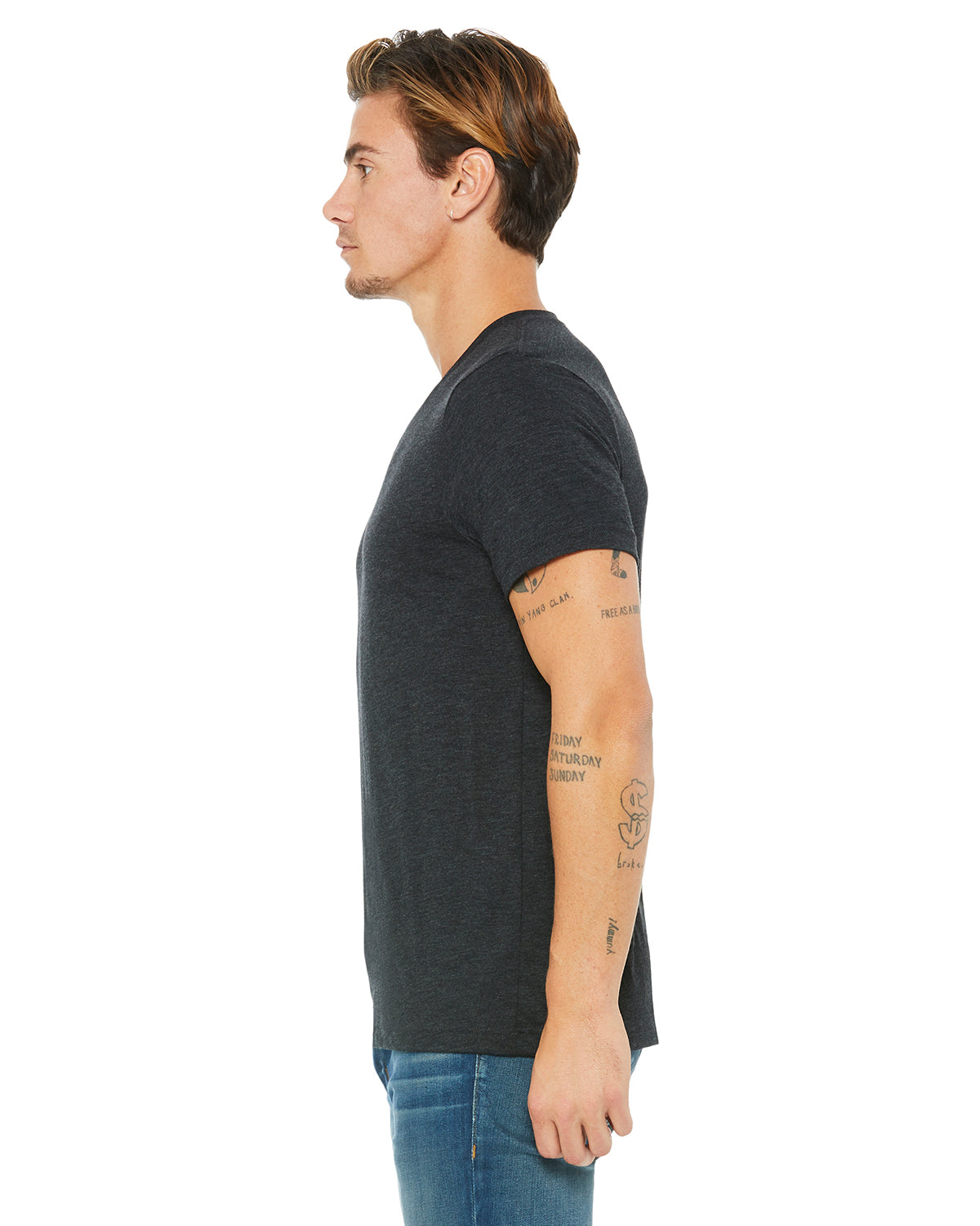 Unisex Triblend V-Neck T-Shirt - Charcoal Black Triblend