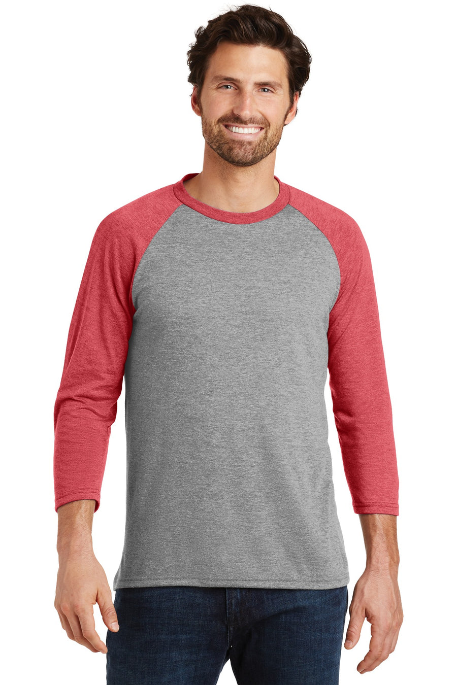 Unisex Perfect Tri 3/4-Sleeve Raglan - Red Fr / Gray Fr