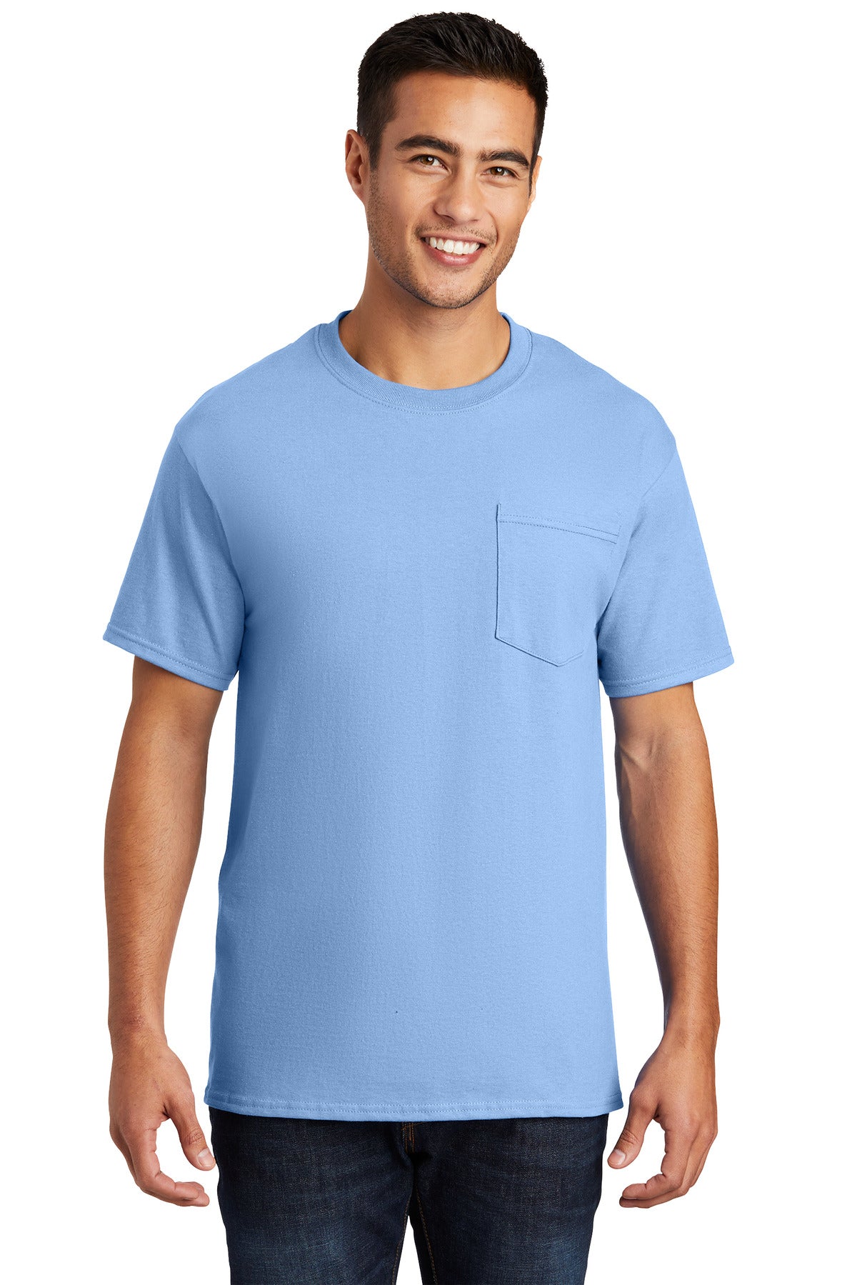Unisex Essential Pocket Tee - Light Blue