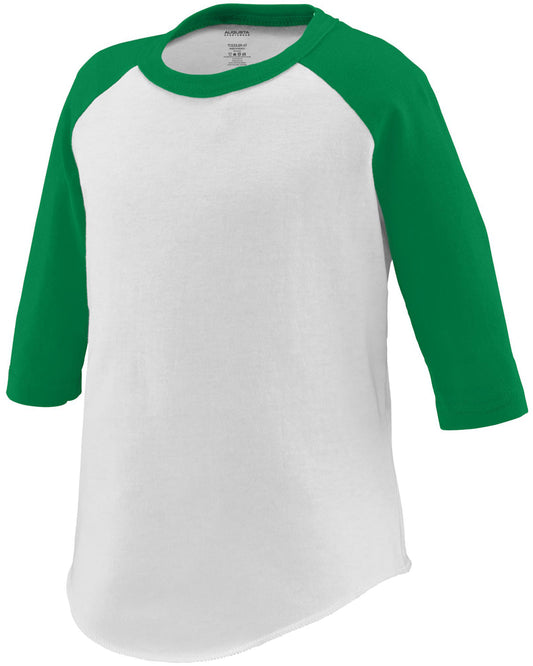 Toddler Three-Quarter Sleeve Baseball Jersey - White / Kelly