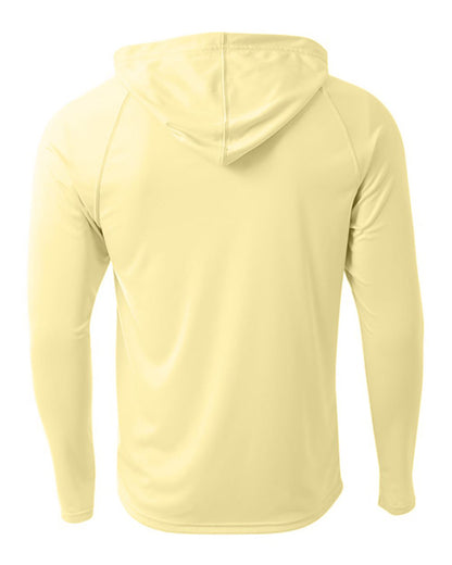 A4 Unisex Cooling Long Sleeve Hooded Tee - Light Yellow