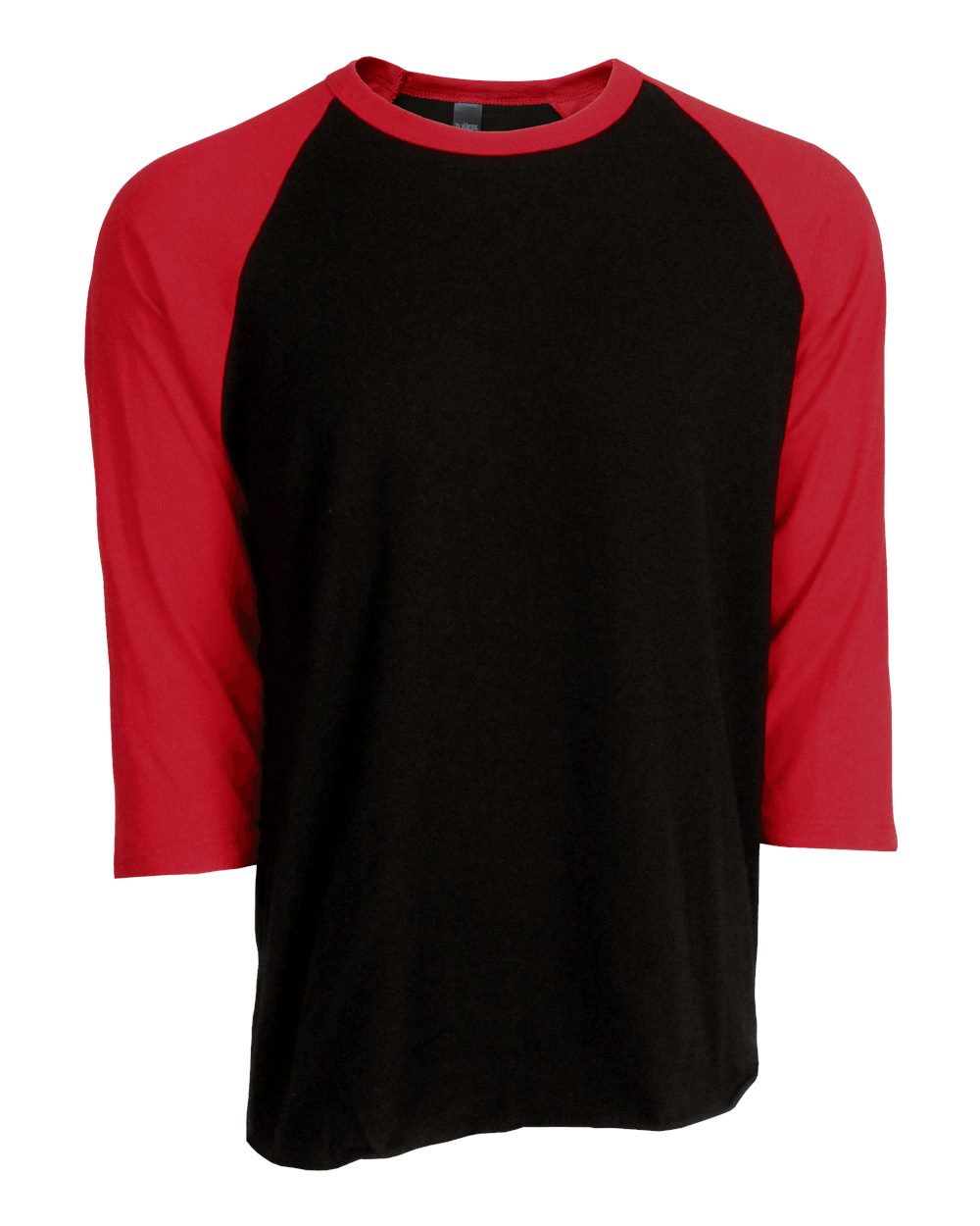 Unisex Fine Jersey Raglan Tee - Black/ Red