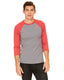 Bella + Canvas 3200 - Unisex 3/4-Sleeve Baseball T-Shirt - Gray / Light Red Triblend