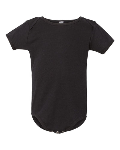 Infant Baby Rib Short-Sleeve One-Piece - Black