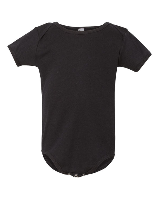 Infant Baby Rib Short-Sleeve One-Piece - Black