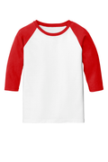 Youth Heavy Cotton��� 3/4-Raglan Sleeve T-Shirt - White / Red