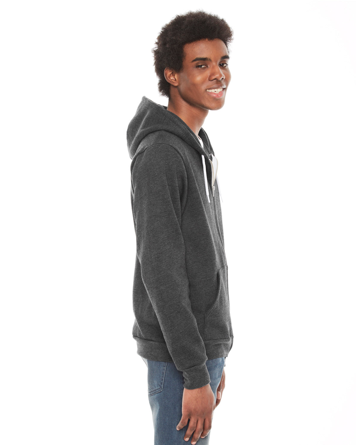 Unisex Flex Fleece Zip Hoodie - Dark Heather Gray