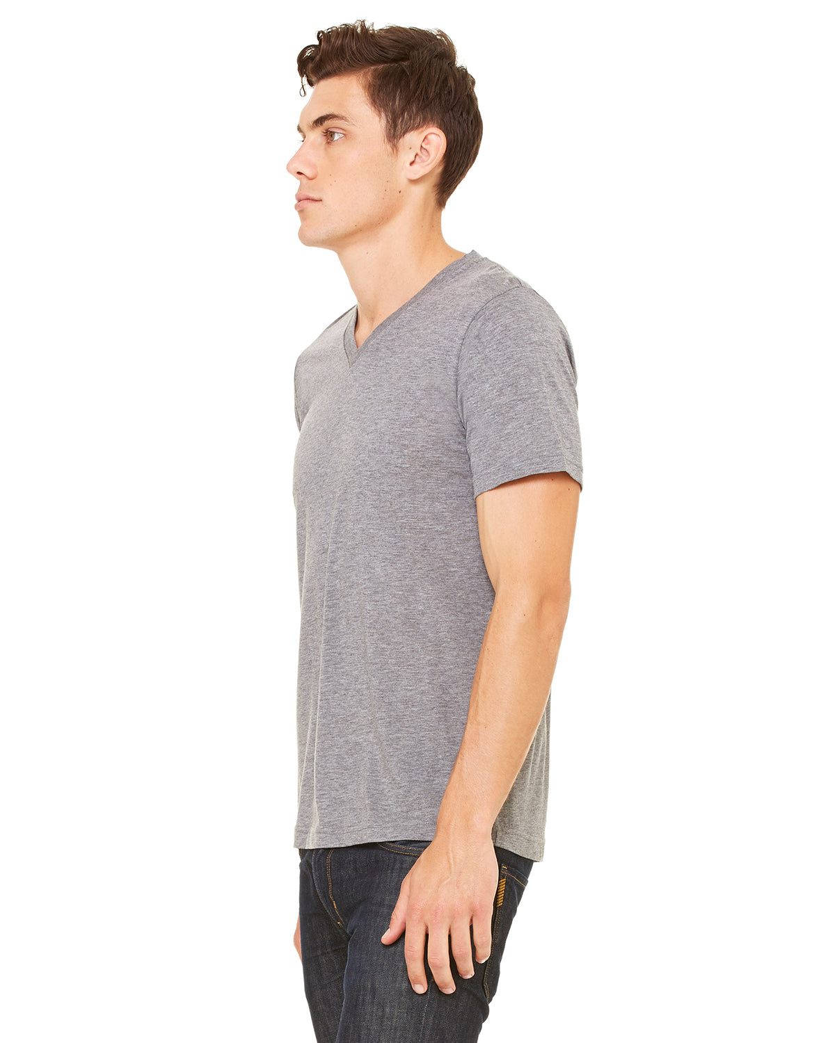 Unisex Triblend V-Neck T-Shirt - Gray Triblend