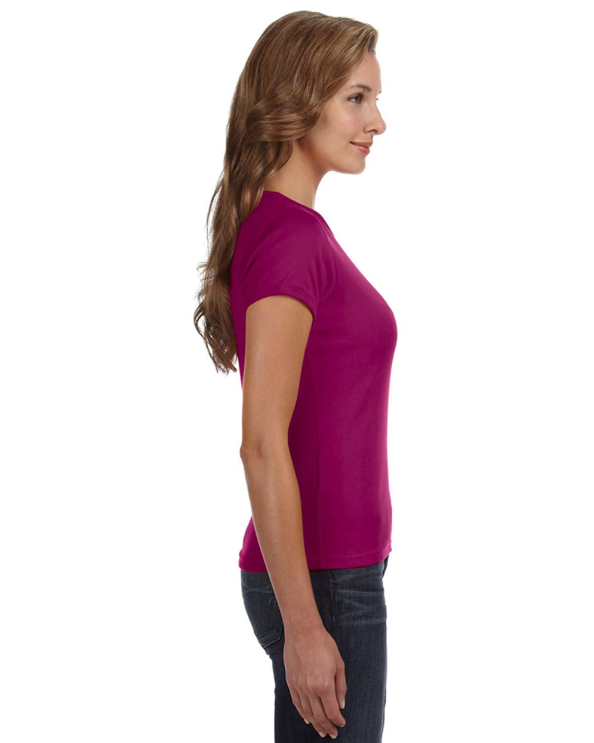 Women's 1x1 Baby Rib Scoop T-Shirt - Raspberry