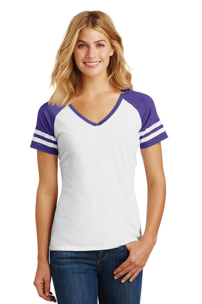 Women's Game V-Neck Tee - White / Heather Purple