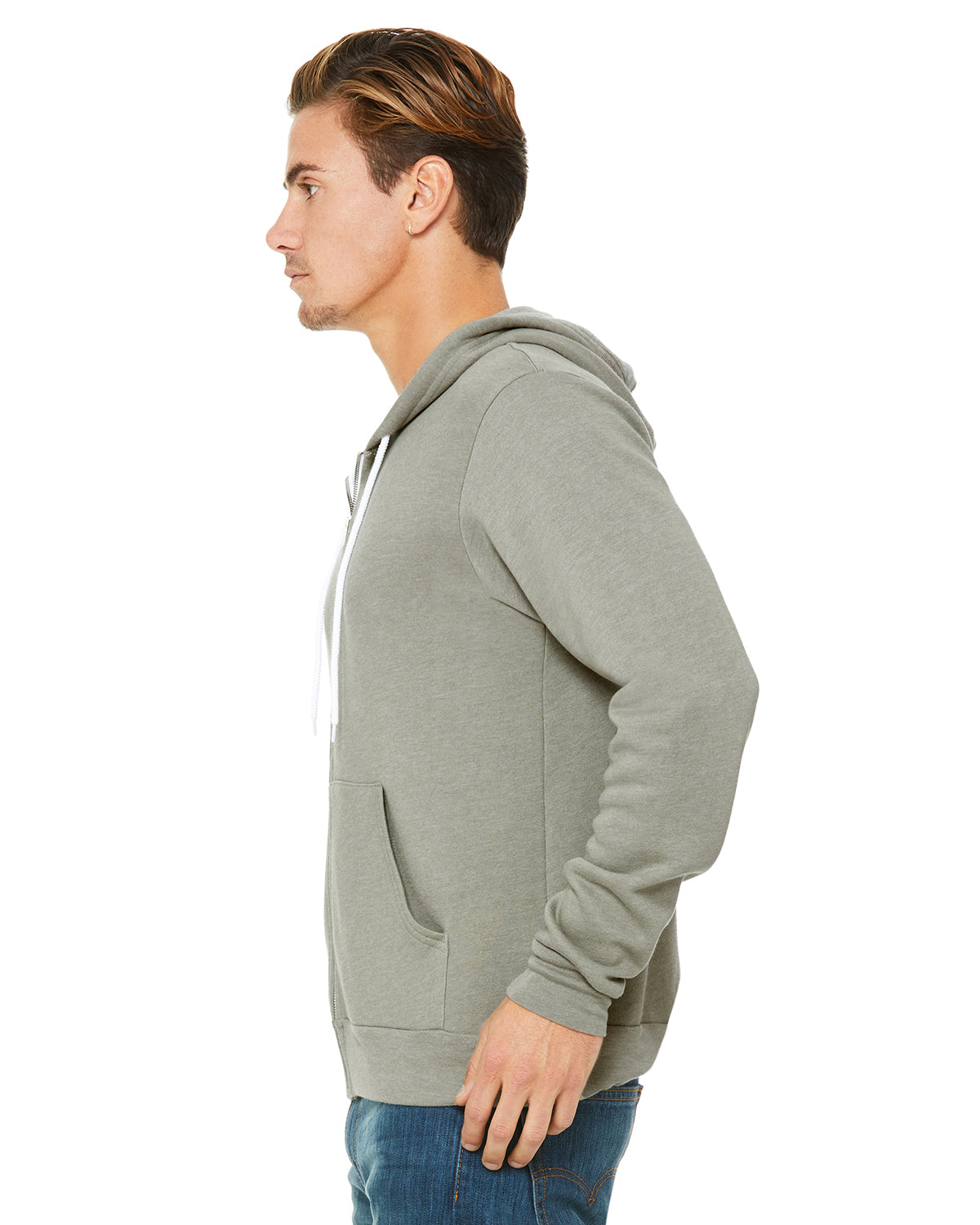 Unisex Poly-Cotton Sponge Fleece Full-Zip Hoodie - Heather Stone