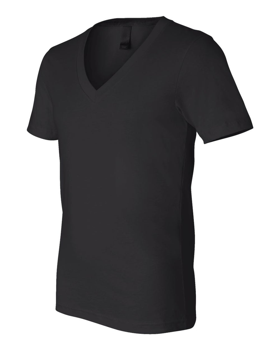 Unisex Deep V-Neck Jersey Tee - Black
