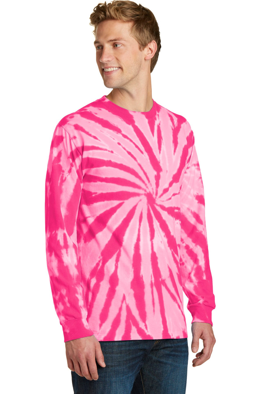 Unisex Tie-Dye Long Sleeve Tee - Pink