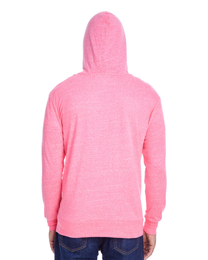 Unisex Triblend Full-Zip Light Hoodie - Neon Pink Triblend