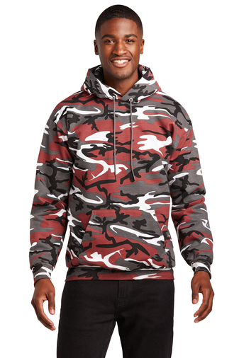 Unisex Core Fleece Camo Pullover Hoodie - Red Camo