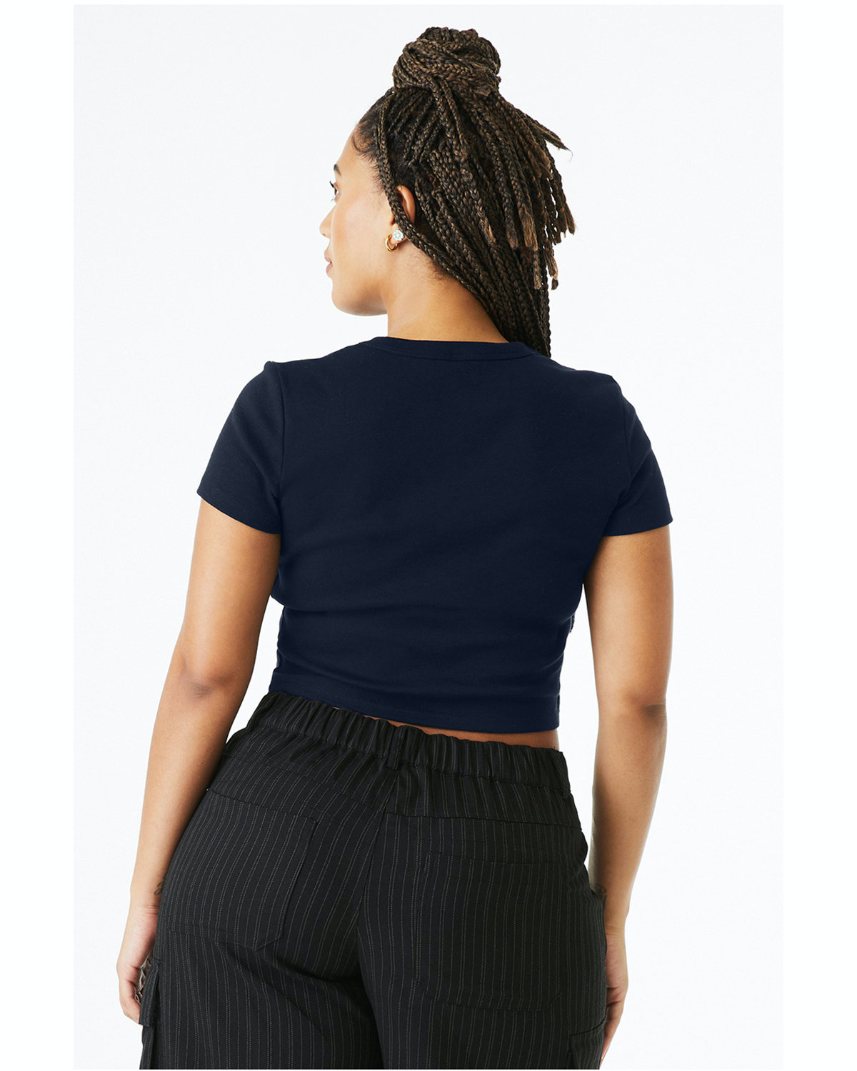 Women's Micro Ribbed Baby Tee - Solid Navy Blend