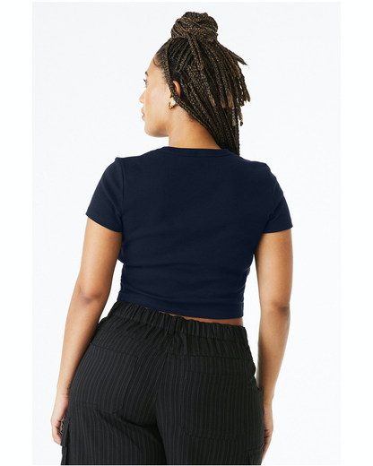 Women's Micro Ribbed Baby Tee - Solid Navy Blend