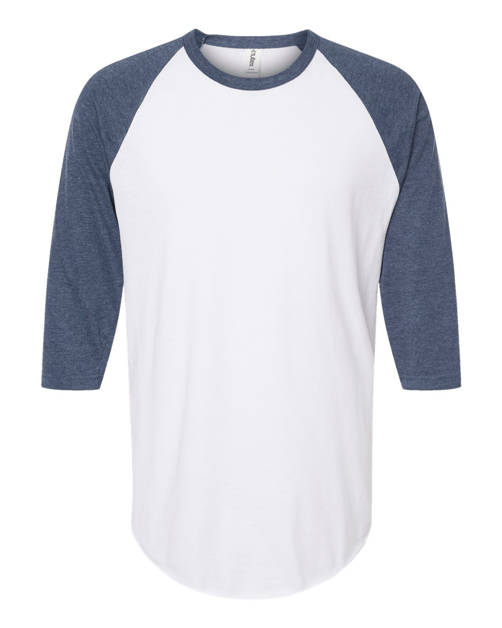 Unisex Fine Jersey Raglan Tee - White / Heather Denim