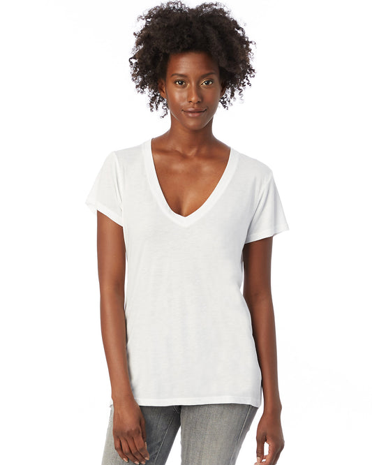 Women's Slinky-Jersey V-Neck T-Shirt - White