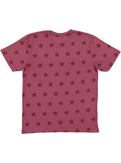 Unisex Star Print T-Shirt - Burgundy Star