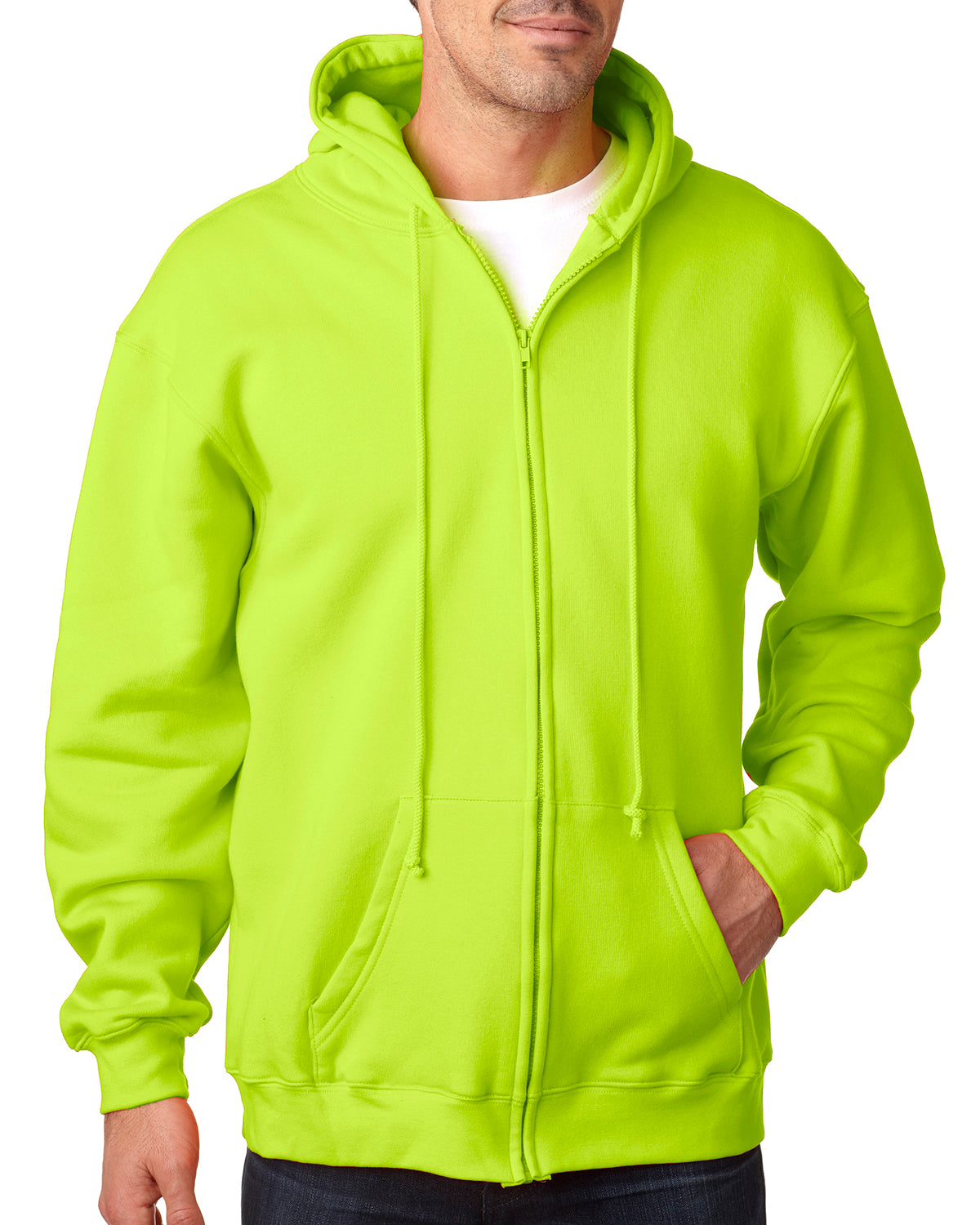 Unisex 80% cotton/20% polyester Full-Zip Hoodie - Lime Green