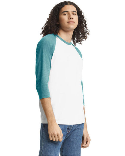 Unisex CVC Raglan T-Shirt - White/Heather Arctic