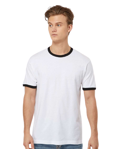 Unisex Fine Jersey Ringer Tee - White/ Black